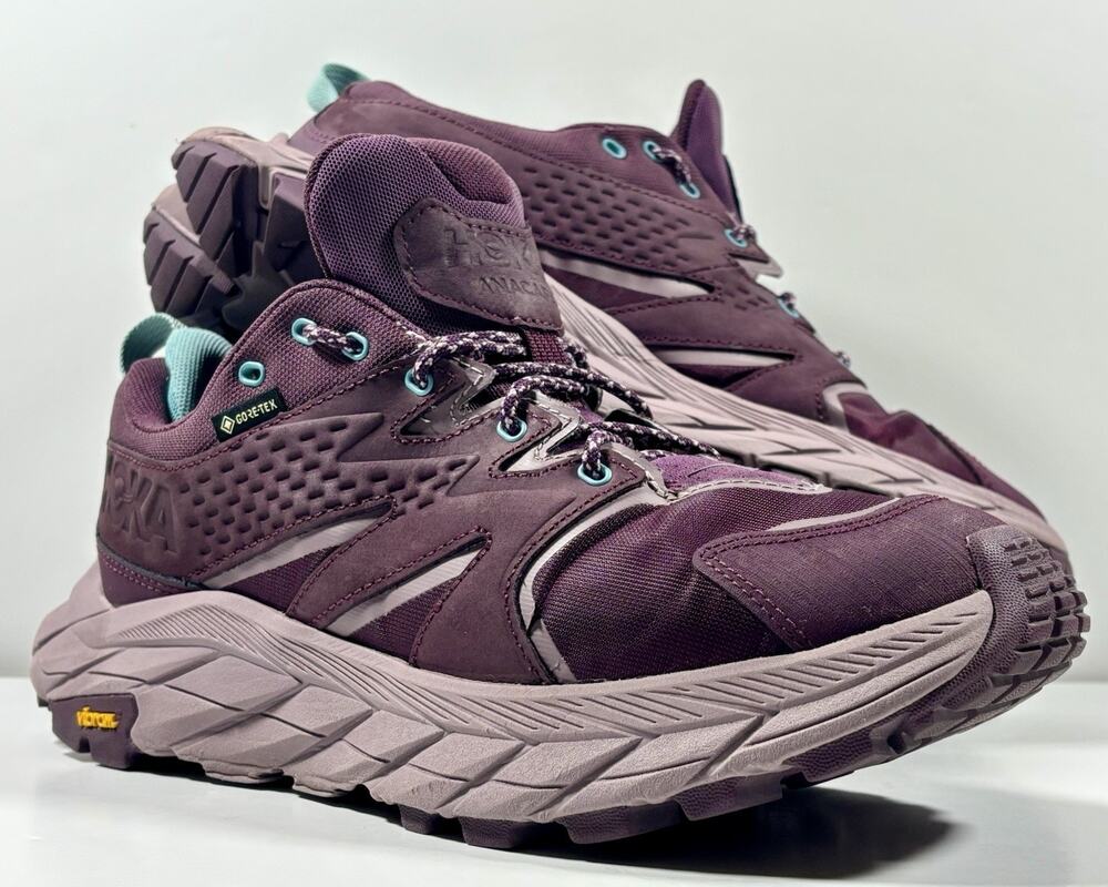 HOKA Anacapa Low GTX Women’s 10 Gore-Tex Vibram Hiking Grape Wine 1119373 EUC